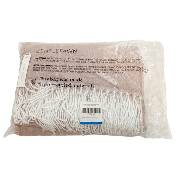 Gentle Fawn Blush Pink & White Hermosa Fringed Reversible Wrap, Size M/L - Picture 9 of 9